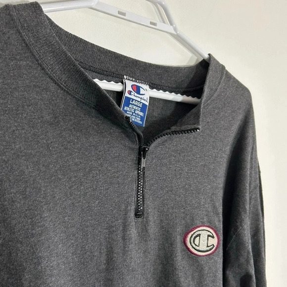 Vintage Champion Long Sleeve Quarter Zip Shirt Mens Size L - Picture 2 of 4